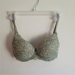 Xhilaration Push Up Bra 36B Green Lace Underwire Adjustable Straps